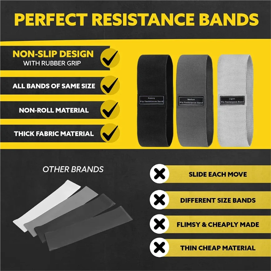 Elastic Fabric Resistance Bands for Glutes and Thighs